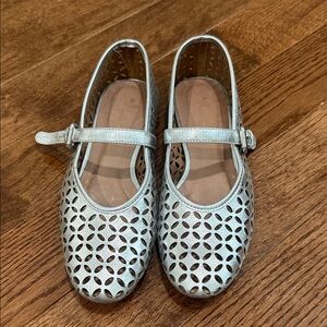 Anthropologie Silver Flats with Cutout Design